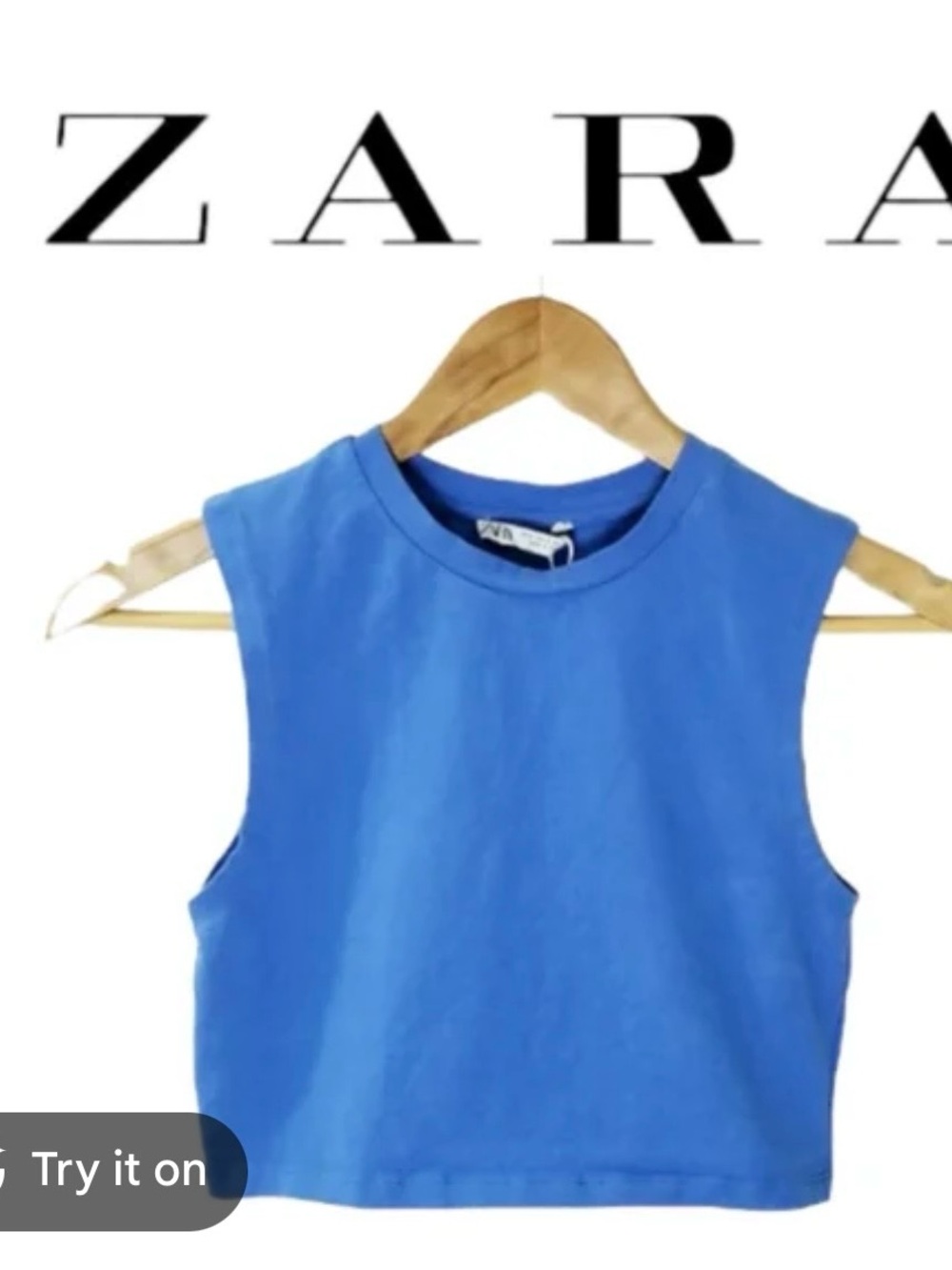 Zara Royal Blue Cropped Muscle Tank fun color stretch cute